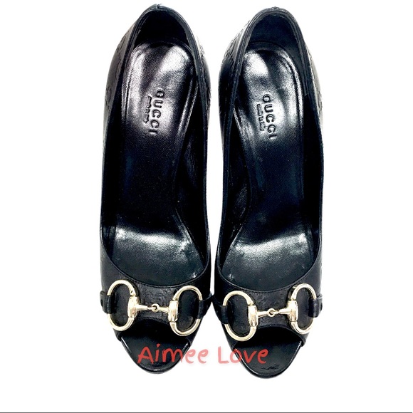 Authentic Gucci Horse bit peep toe pumps size 36C - Picture 4 of 16